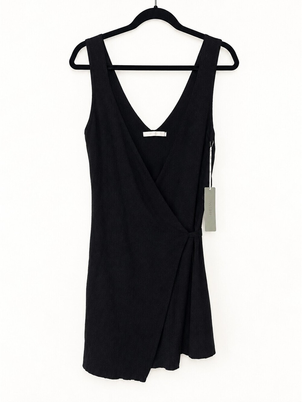 NWT One Grey Day Wren Black Knit Wrap Mini Dress Size S MSRP $238